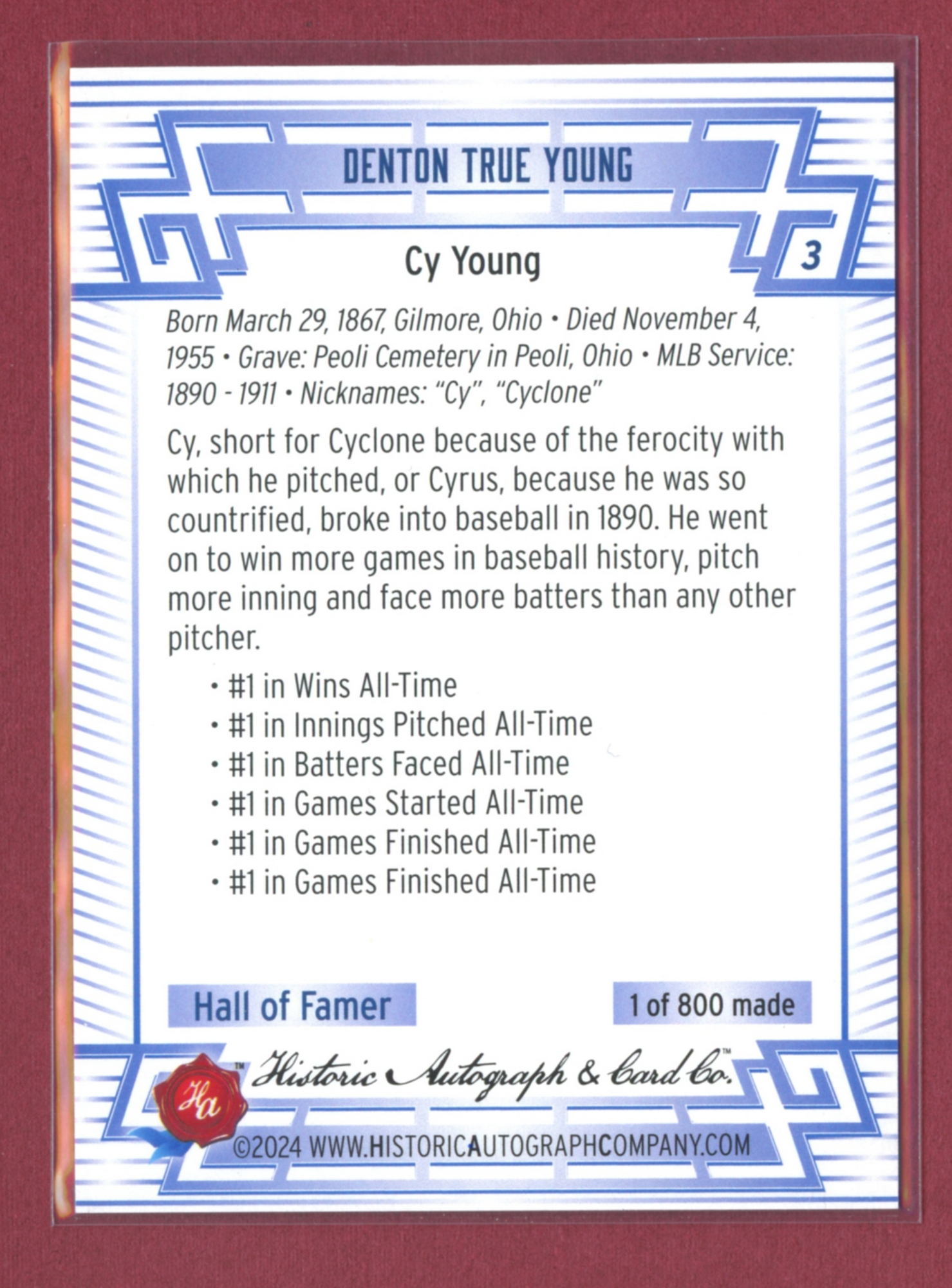 2024 Historic Autographs All-Time Greats Baseball • Variations & Inserts - Picture 7 of 97
