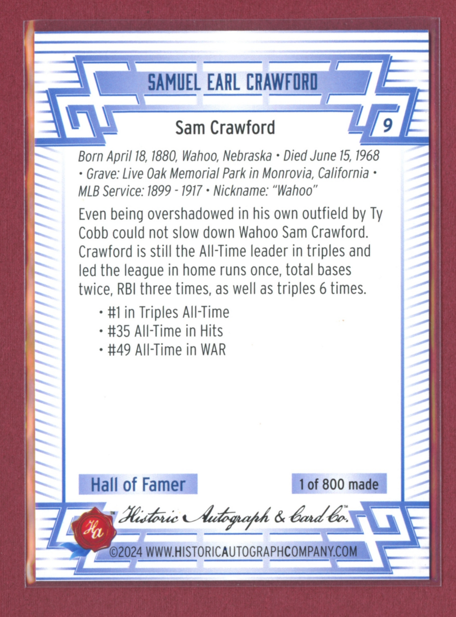 2024 Historic Autographs All-Time Greats Baseball • Variations & Inserts - Picture 19 of 97