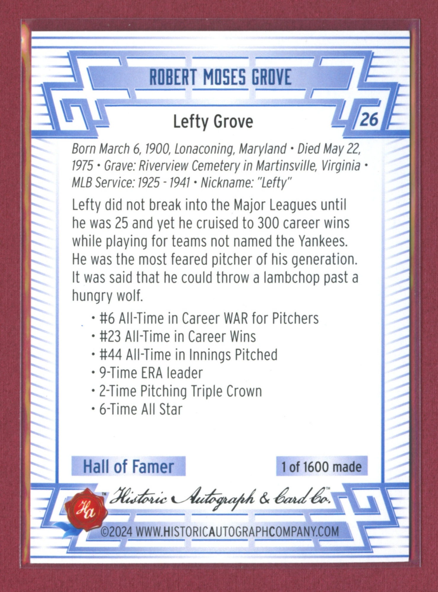2024 Historic Autographs All-Time Greats Baseball • Variations & Inserts - Picture 35 of 97