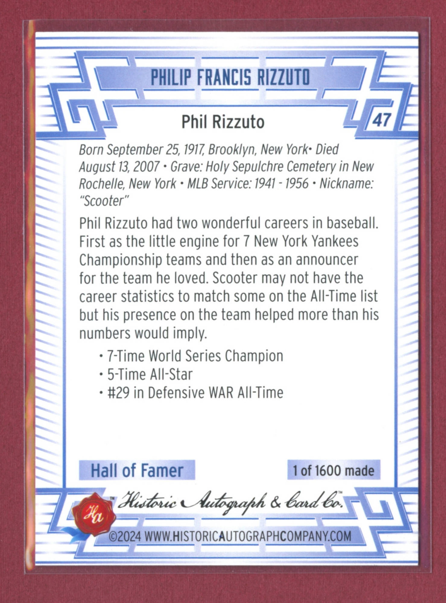 2024 Historic Autographs All-Time Greats Baseball • Variations & Inserts - Picture 43 of 97