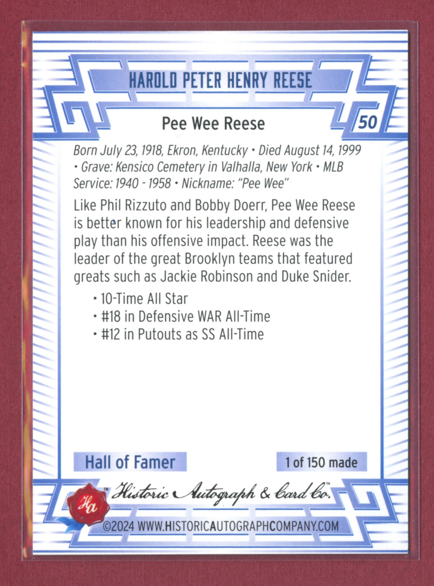 2024 Historic Autographs All-Time Greats Baseball • Variations & Inserts - Picture 51 of 97