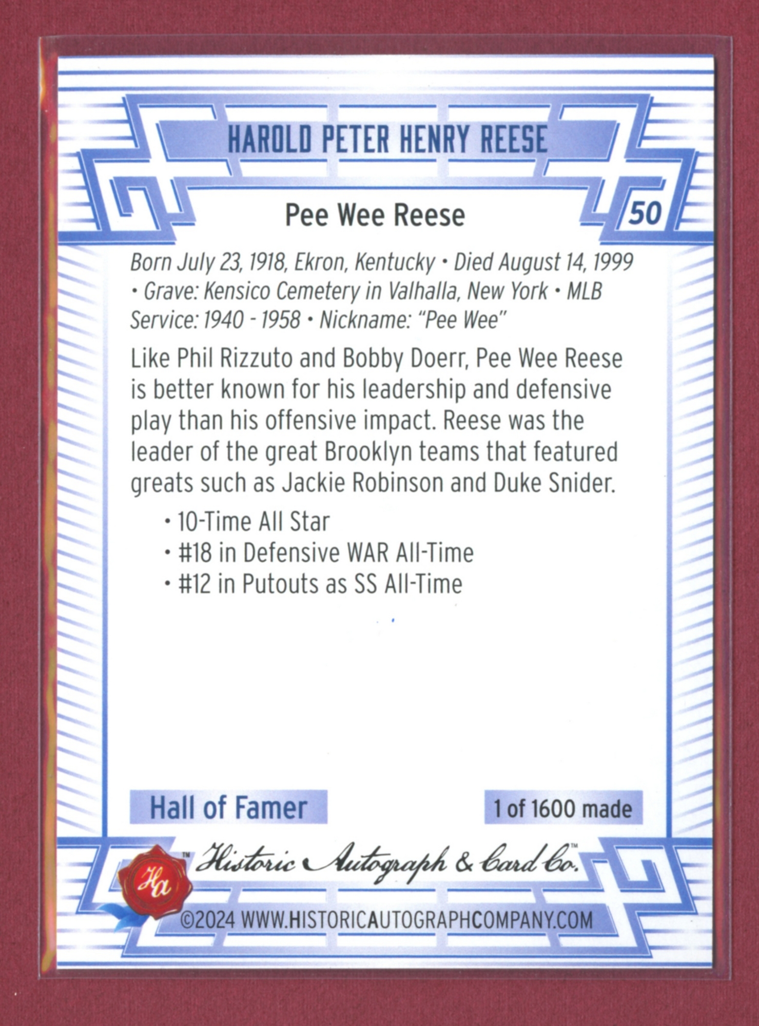 2024 Historic Autographs All-Time Greats Baseball • Variations & Inserts - Picture 53 of 97
