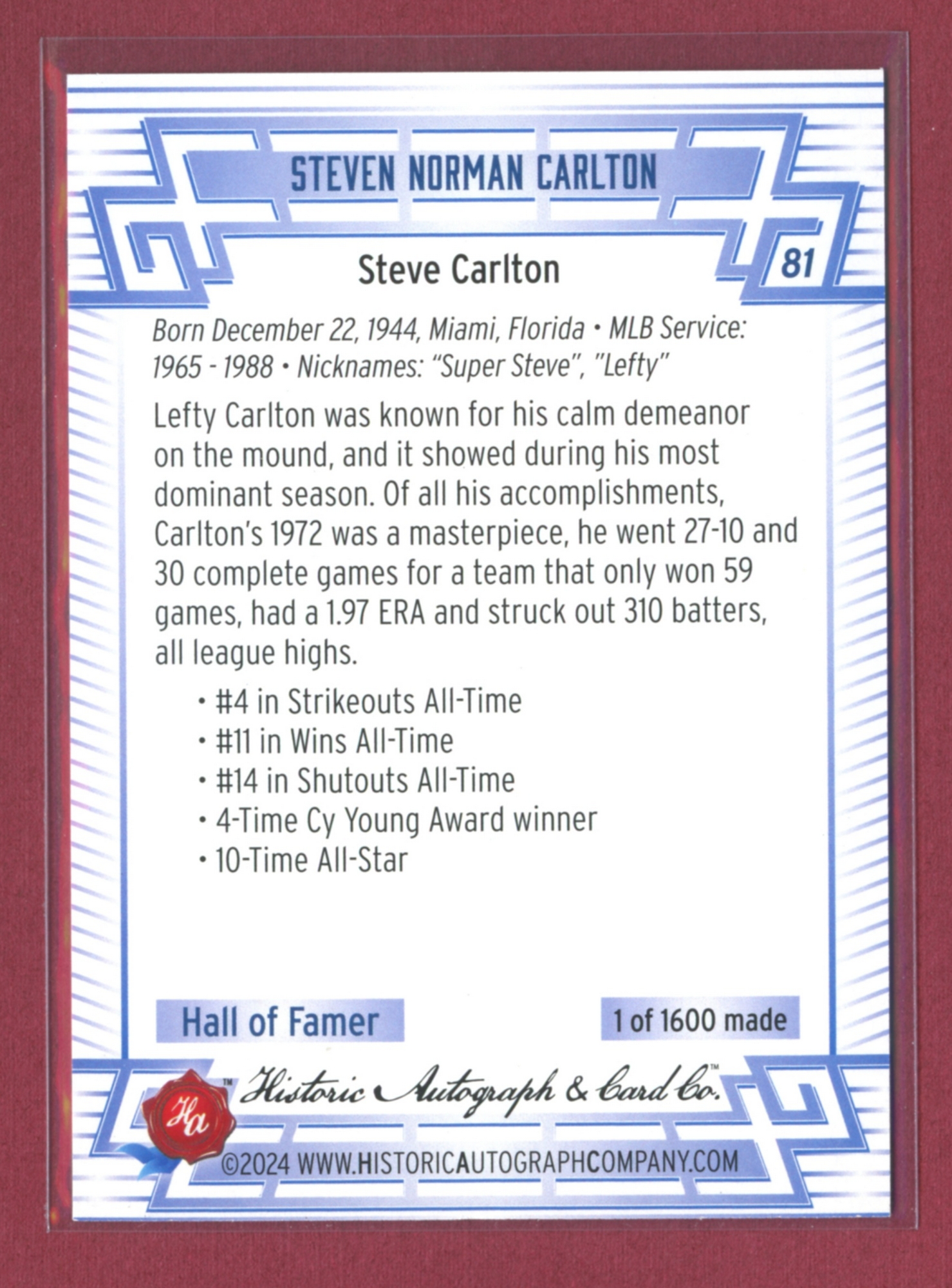 2024 Historic Autographs All-Time Greats Baseball • Variations & Inserts - Picture 61 of 97