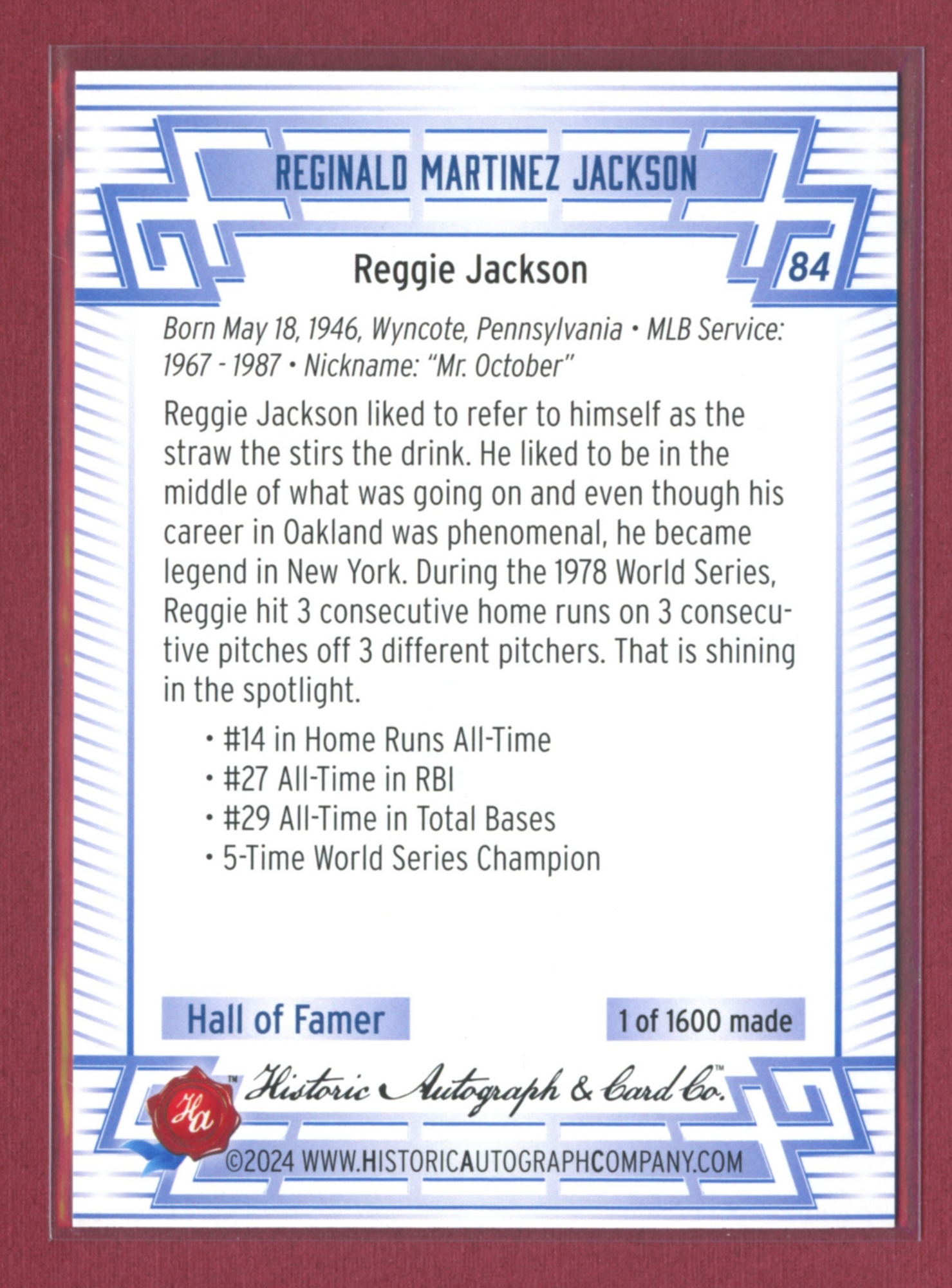 2024 Historic Autographs All-Time Greats Baseball • Variations & Inserts - Picture 69 of 97