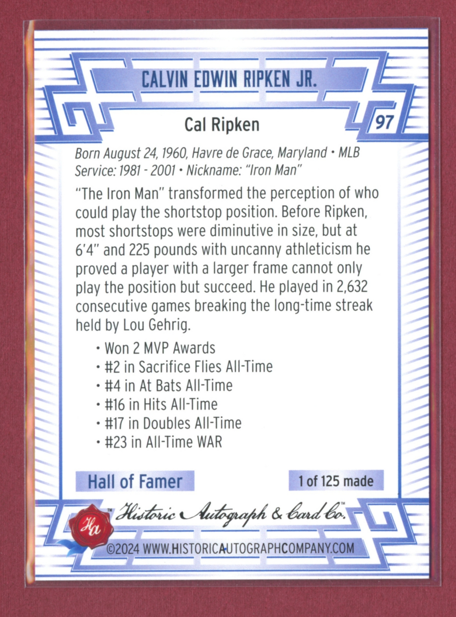 2024 Historic Autographs All-Time Greats Baseball • Variations & Inserts - Picture 79 of 97