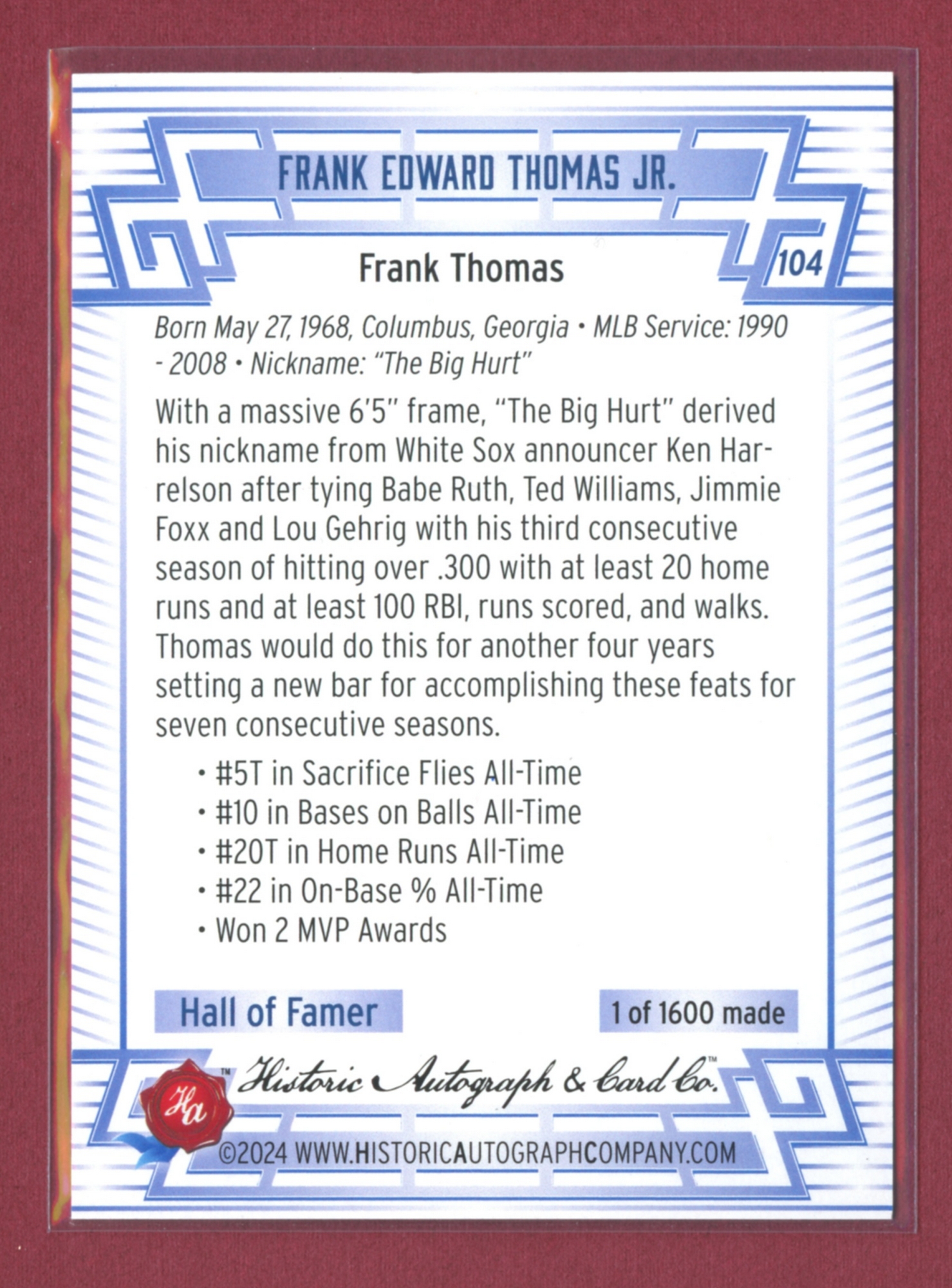 2024 Historic Autographs All-Time Greats Baseball • Variations & Inserts - Picture 89 of 97
