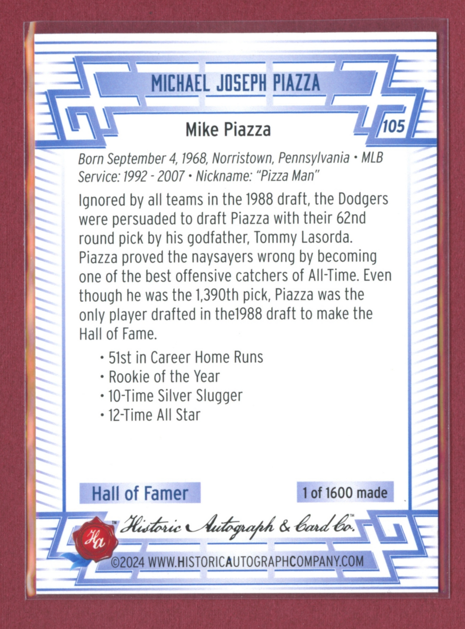 2024 Historic Autographs All-Time Greats Baseball • Variations & Inserts - Picture 91 of 97